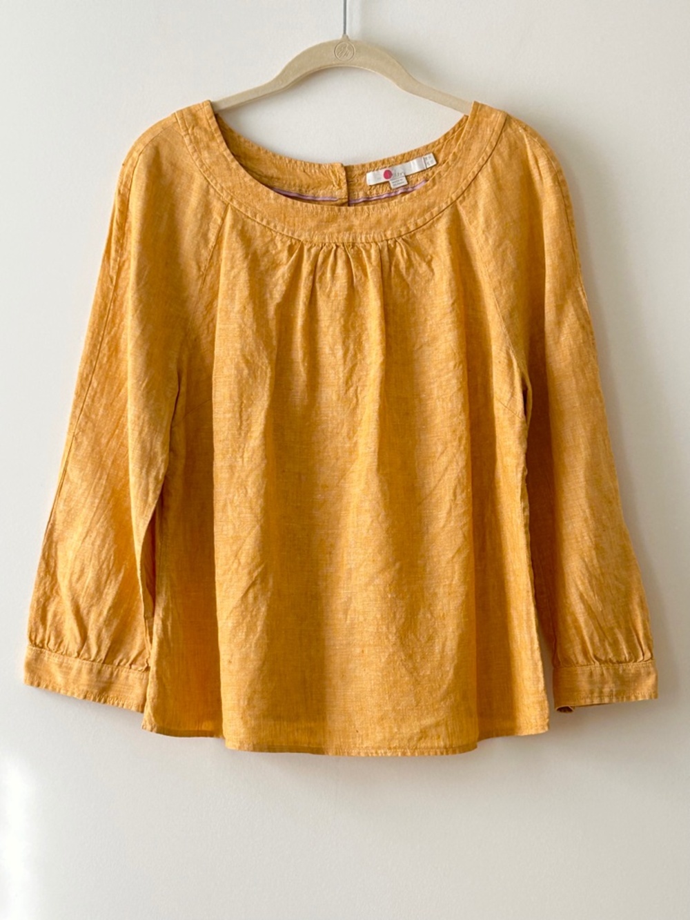 Boden Golden Yellow Linen Button Back Top